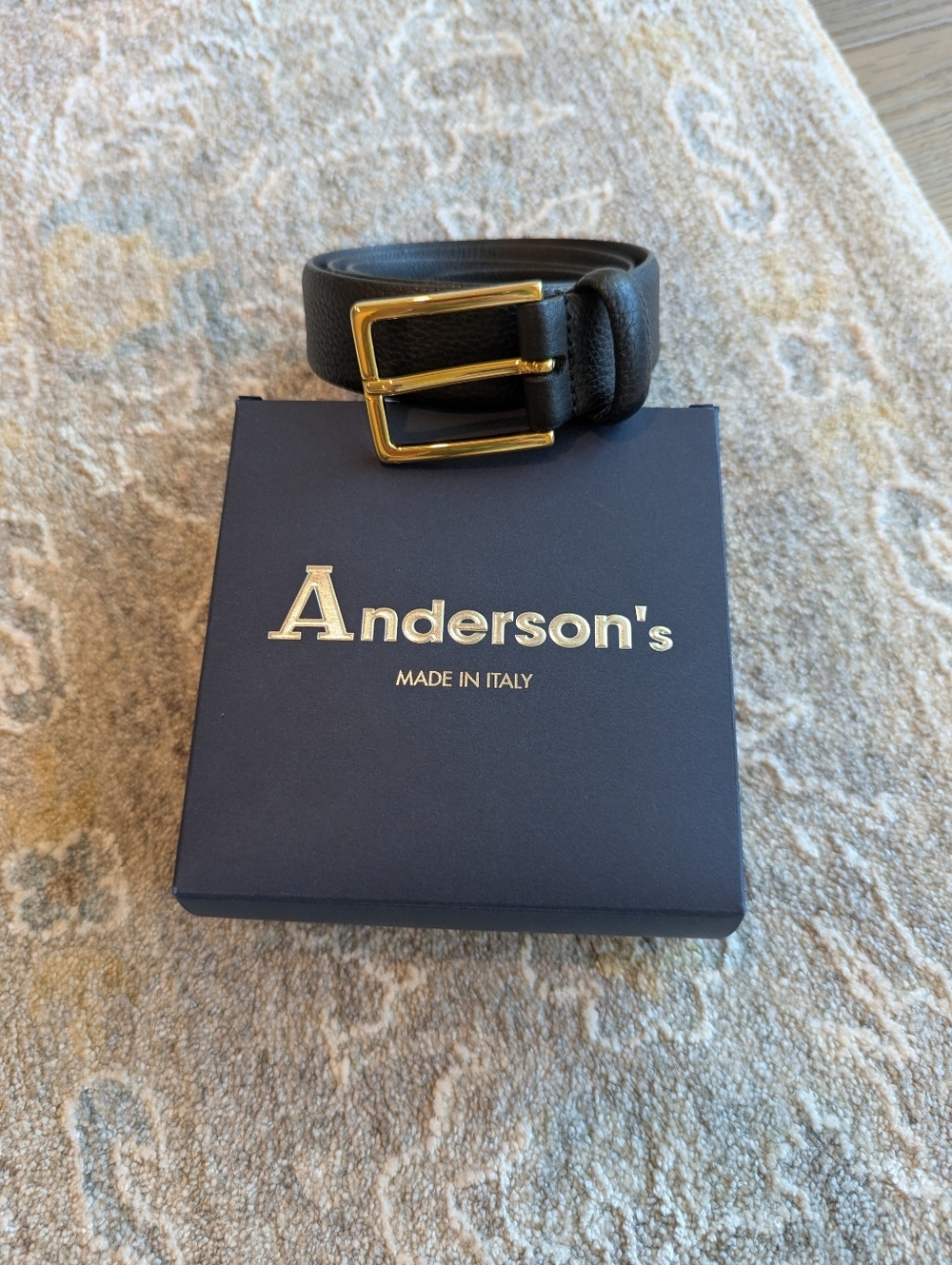 Anderson’s Textured Leather Belt Size 75 Black Made in Italy Net-A-Porter $285